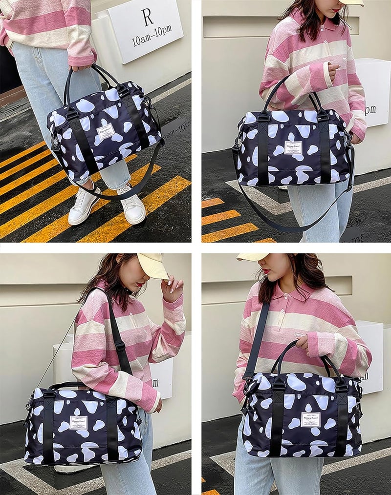 NWLR Travel Duffle Bag Weekender Overnight Bag Gym Tote with Dry and Wet Separated Pocket for Women Girls Shoulder Workout Duffel Bag Water Resistant (cow print) - Image 2